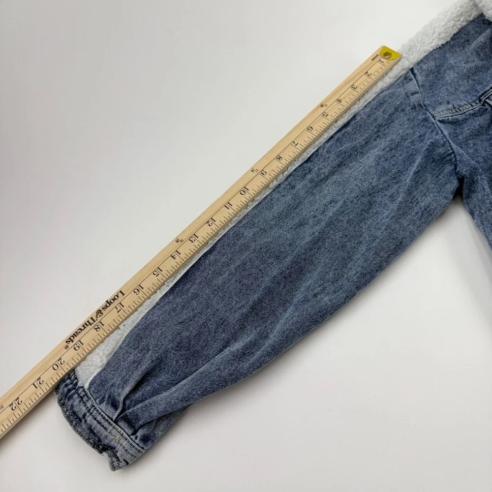 Justice Peanuts Snoopy Sherpa Denim‎ Jacket Blue Acid Wash Girls XL Plus 16P 18P